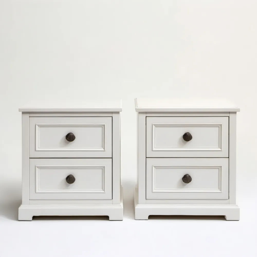 Zestaw 2 białych szafek nocnych MDF z 2 szufladami, 45 x 35 x 55 cm