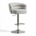 Obrotowy hoker tapicerowany jasnoszary chromowany 58 x 54 x 89-109 cm