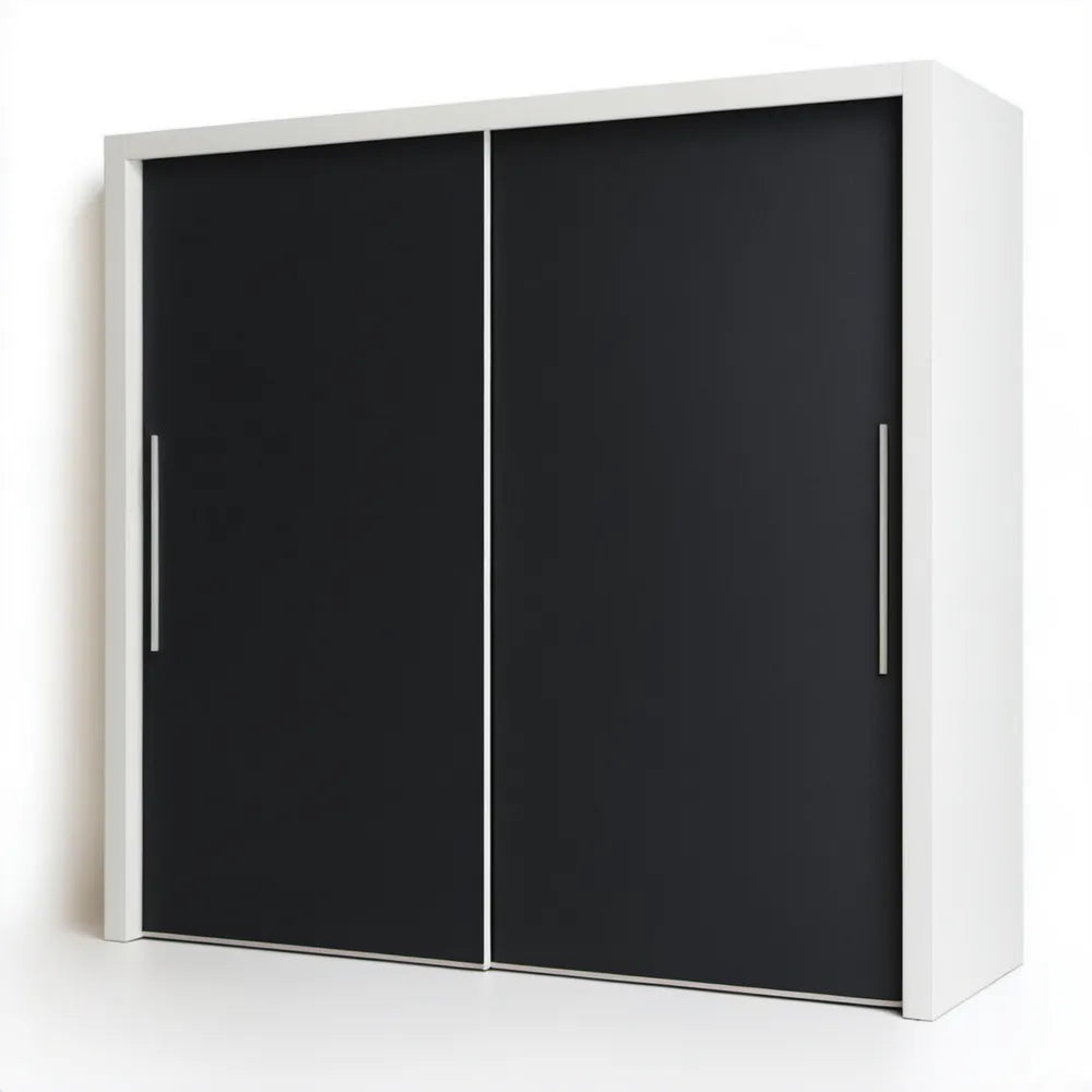 Szafa przesuwna biało-czarna 200 x 200 x 60 cm
