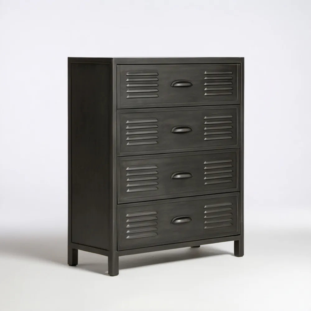 Czarna metalowa komoda z 4 szufladami, 80 x 40 x 110 cm