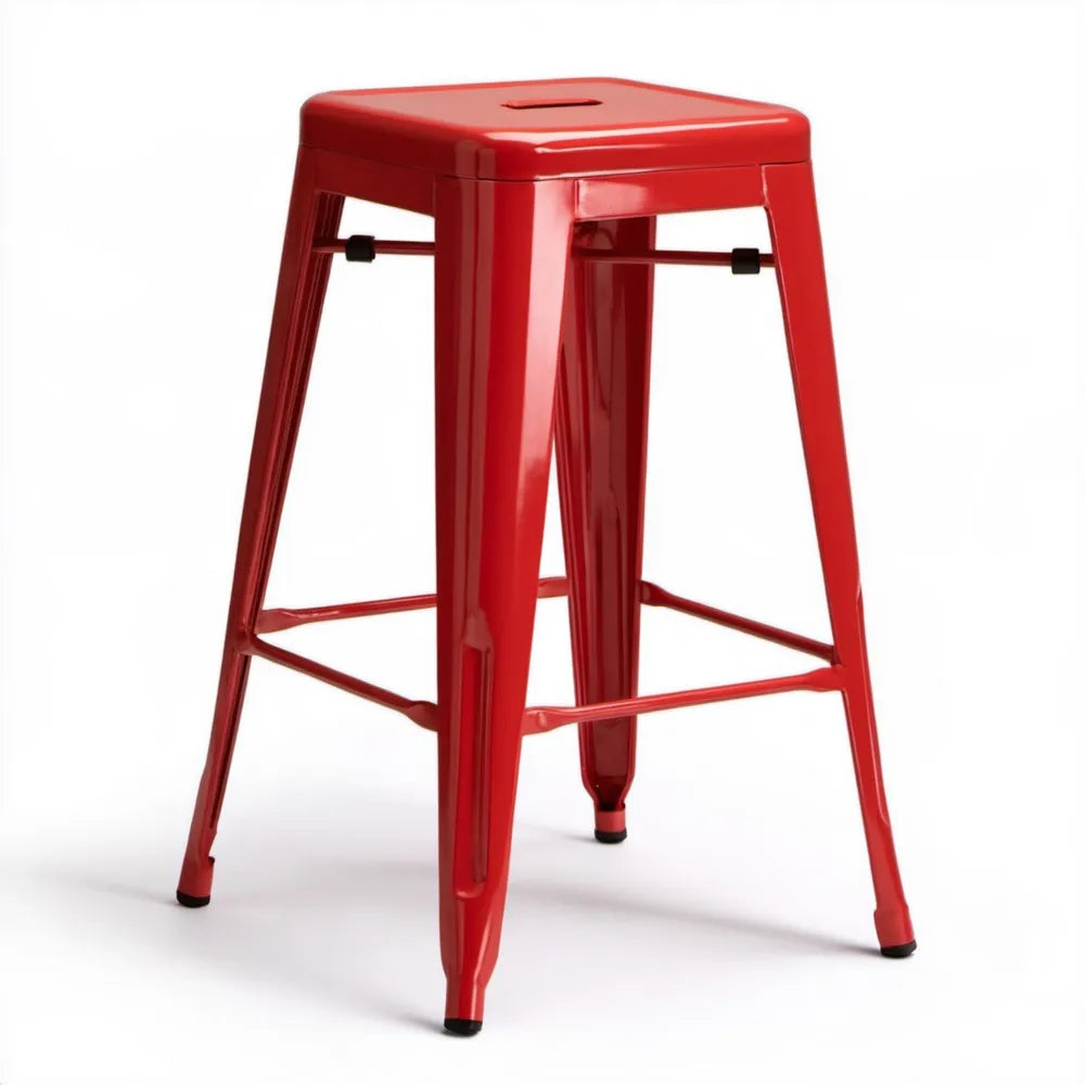 Czerwony stalowy hoker barowy kwadratowy 76 x 43 x 43 cm