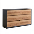 Komoda 6-szufladowa Czarny/Dąb naturalny 140 × 40 × 80 cm
